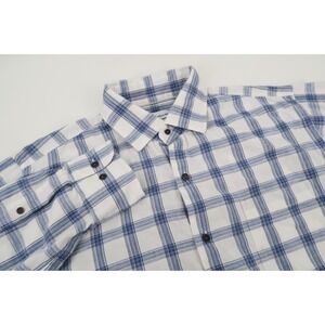 Peter Millar Mens Medium Blue Plaid Long Sleeve Sport Shirt Steinbach Cotton